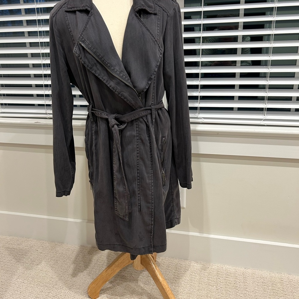 Style & Co. Slate Gray Light Weight Classic Trench Coat Size Medium. - Picture 2 of 8
